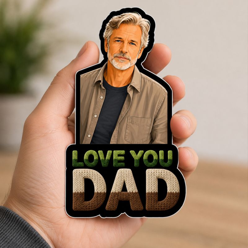 Personalized Love You Dad Fridge Magnet Father's Day and Birthday Gift for Papa Memory Photo Fridge Magnet